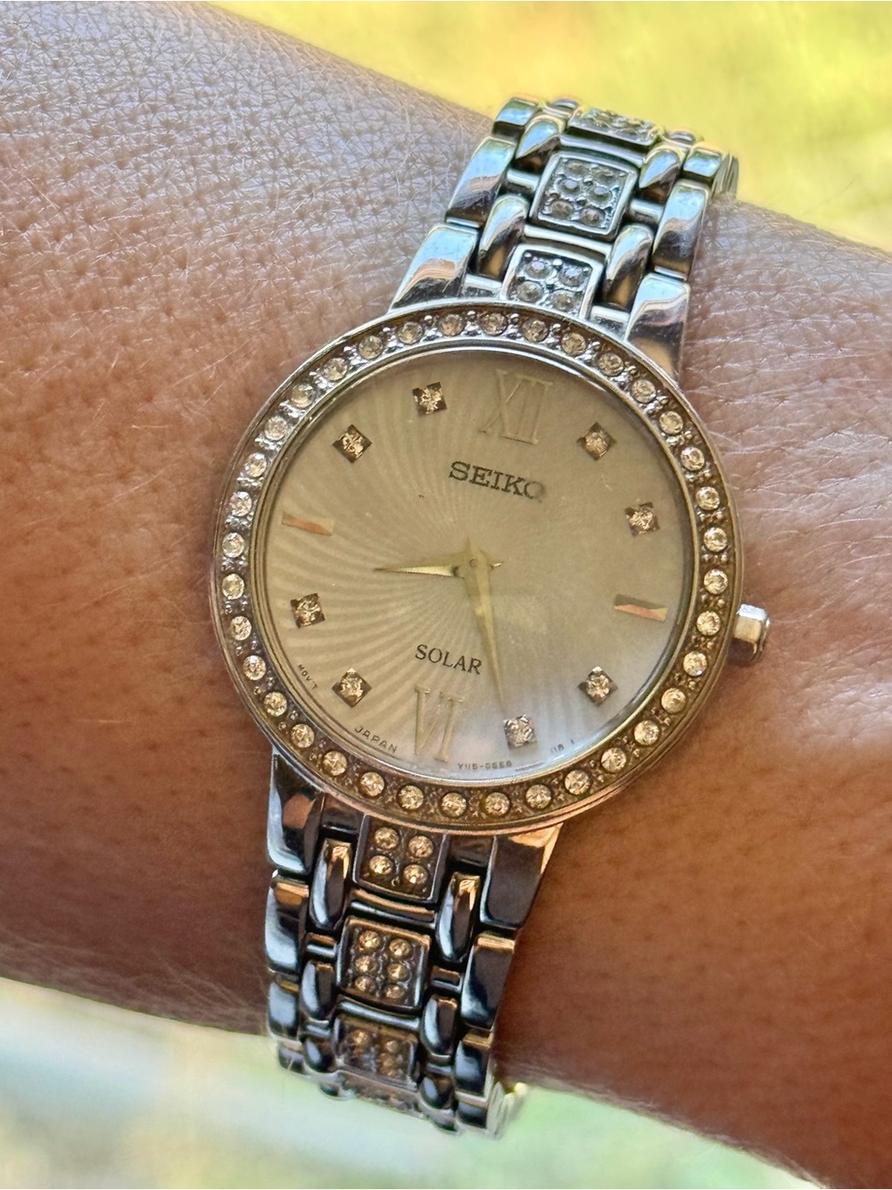 Seiko Silver-Tone SUP359 Women’s Watch with Crystal Accents